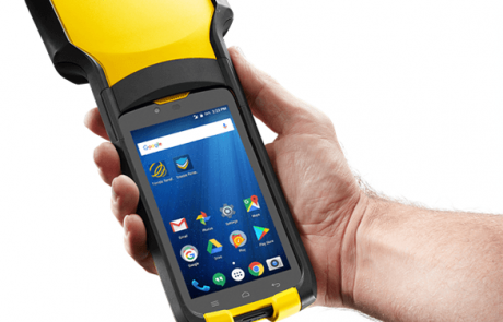 Trimble GNSS receiver in hand